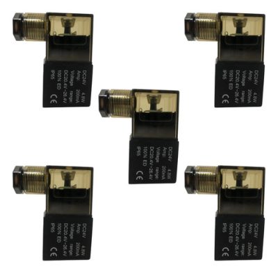 Kit 05 Bobinas Solenoide 24v Com Led Para Válvulas