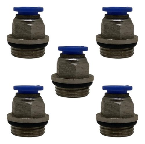 Kit 05 Conexão Reta Pneumática Macho Rosca 3/8x Tubo 8mm Bsp